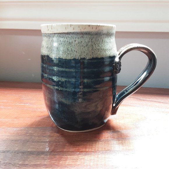 Hand Crafted Other - Artisan Pottery Mug | Blue Teal Cream | 16 oz